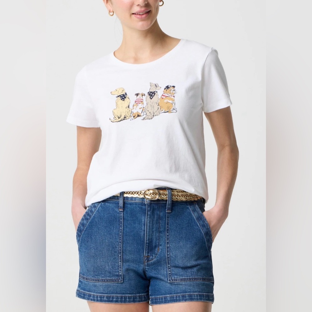 J. Crew Factory White Tee with Dog Print